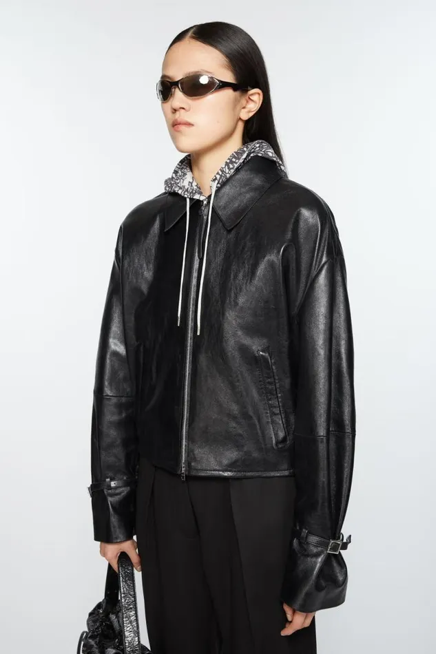 Acne Studios Leather Jacket Black Women Outerwear
