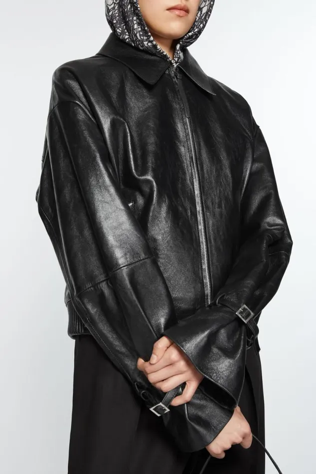 Acne Studios Leather Jacket Black Women Outerwear