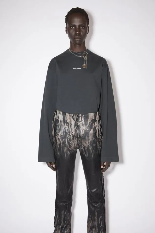 Acne Studios Logo Long Sleeve Tshirt Black Women Tshirts