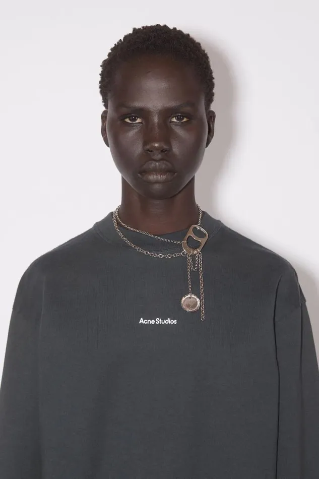 Acne Studios Logo Long Sleeve Tshirt Black Women Tshirts