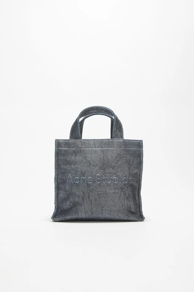 Acne Studios Logo Mini Shoulder Tote Bag Silverblue Women Bags