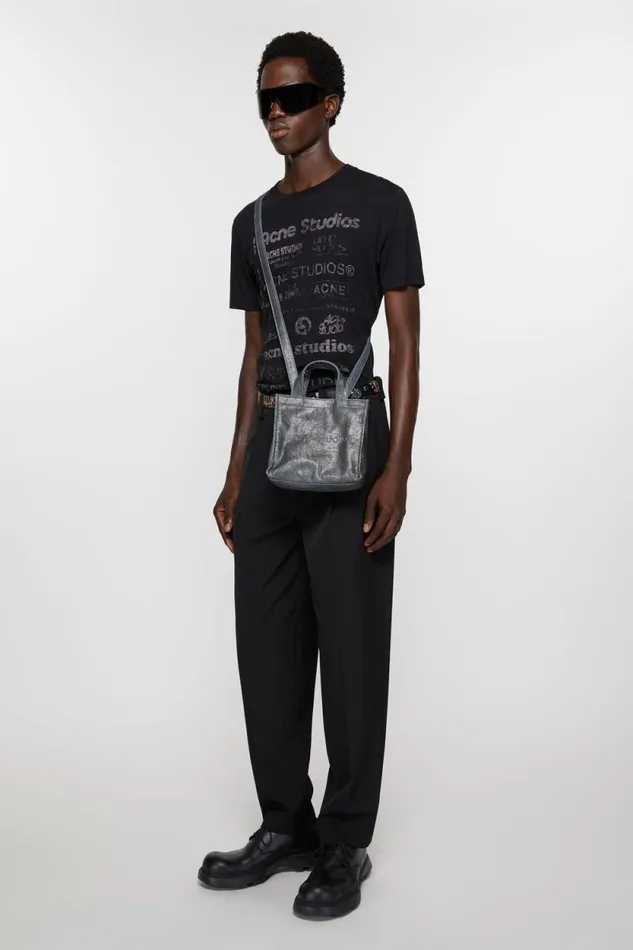 Acne Studios Logo Mini Shoulder Tote Bag Silverblue Women Bags Acne Studios Logo Mini Shoulder Tote Bag Silverblue Women Bags