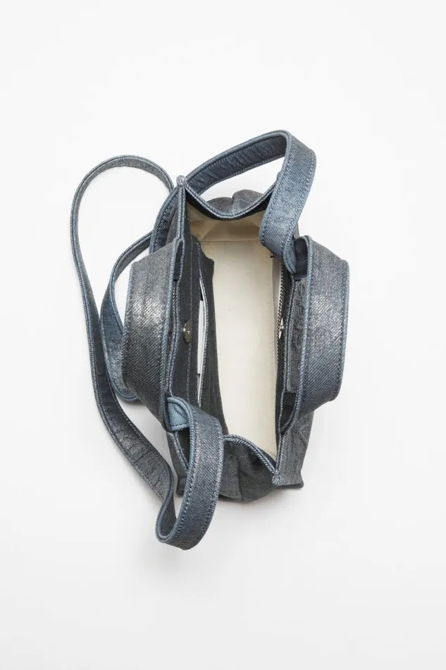 Acne Studios Logo Mini Shoulder Tote Bag Silverblue Women Bags Acne Studios Logo Mini Shoulder Tote Bag Silverblue Women Bags