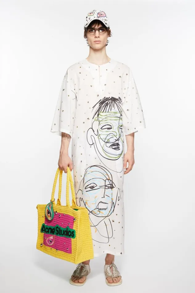 Acne Studios Logo Stud Tote Bag Pinkyellow Men Bags Acne Studios Logo Stud Tote Bag Pinkyellow Men Bags