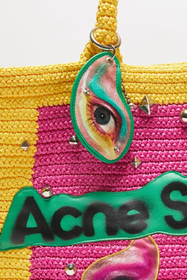 Acne Studios Logo Stud Tote Bag Pinkyellow Men Bags Acne Studios Logo Stud Tote Bag Pinkyellow Men Bags