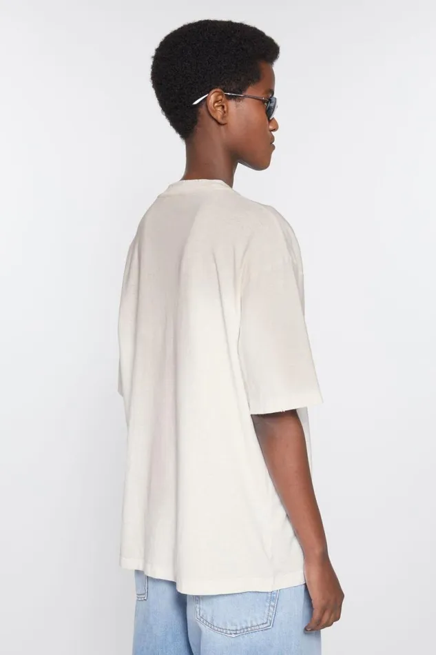 Acne Studios Logo Tshirt 8211 Relaxed Fit Dusty White Women Tshirts