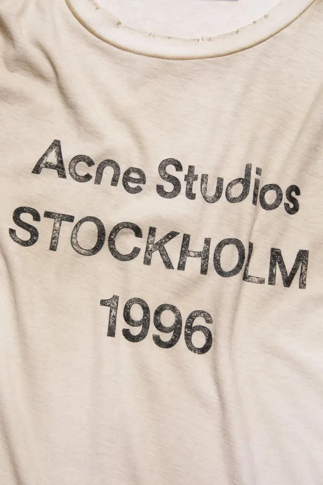 Acne Studios Logo Tshirt 8211 Relaxed Fit Dusty White Women Tshirts