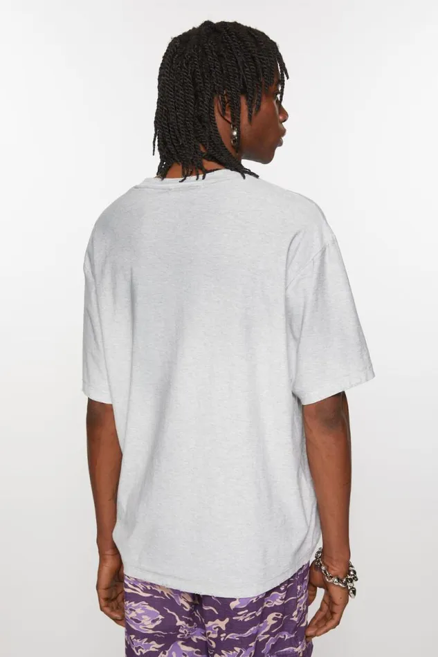 Acne Studios Logo Tshirt 8211 Relaxed Unisex Fit Pale Grey Melange Women Tshirts