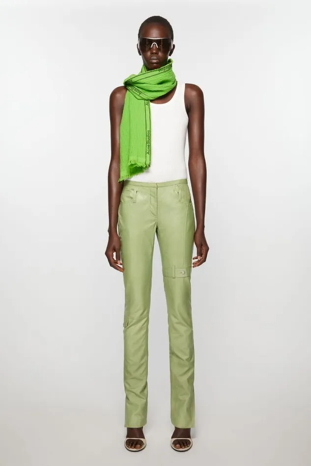 Acne Studios Logo Tape Scarf Green Women Scarves Acne Studios Logo Tape Scarf Green Women Scarves