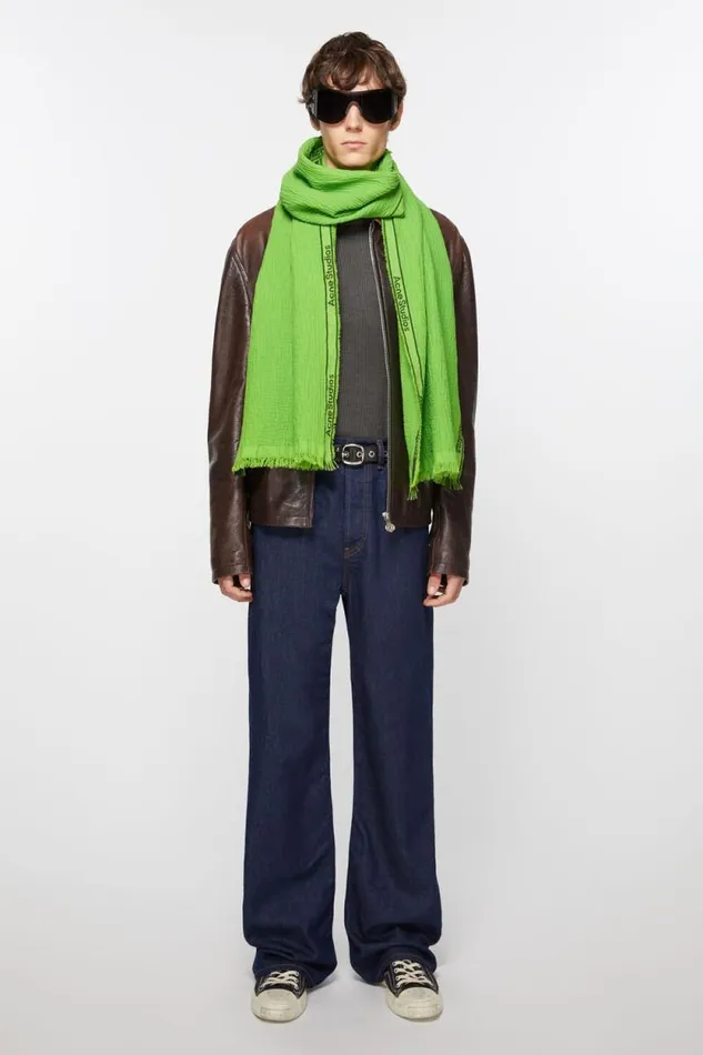 Acne Studios Logo Tape Scarf Green Women Scarves Acne Studios Logo Tape Scarf Green Women Scarves