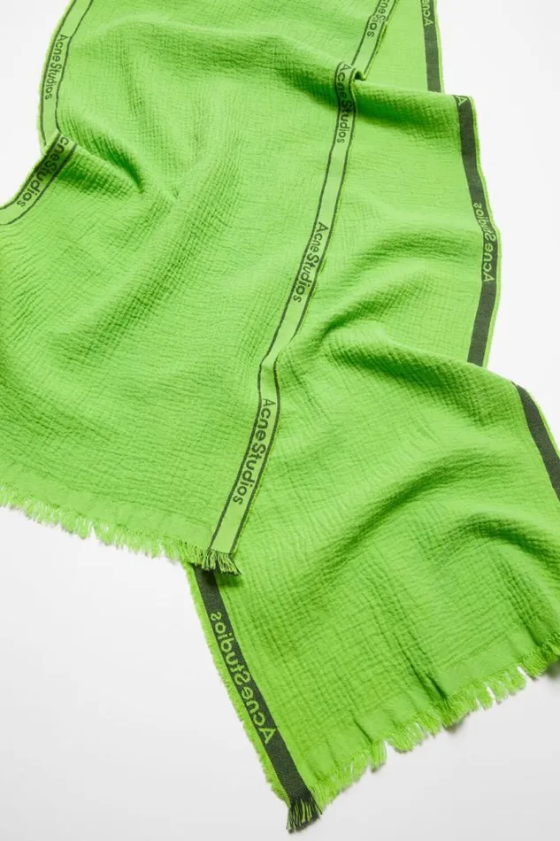 Acne Studios Logo Tape Scarf Green Women Scarves Acne Studios Logo Tape Scarf Green Women Scarves