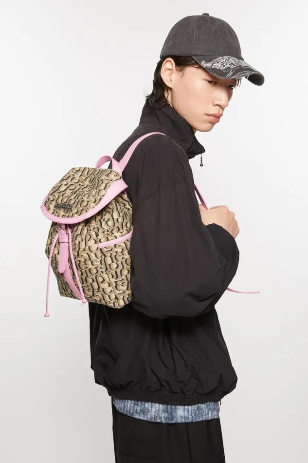 Acne Studios Mini Backpack Monogram Beigepink Men Bags Acne Studios Mini Backpack Monogram Beigepink Men Bags