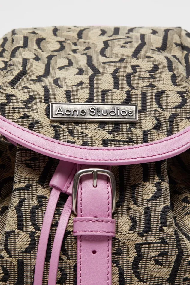Acne Studios Mini Backpack Monogram Beigepink Men Bags Acne Studios Mini Backpack Monogram Beigepink Men Bags