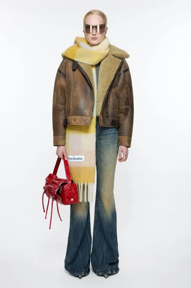 Acne Studios Mohair Checked Scarf Beigeyellow Men Scarves Acne Studios Mohair Checked Scarf Beigeyellow Men Scarves