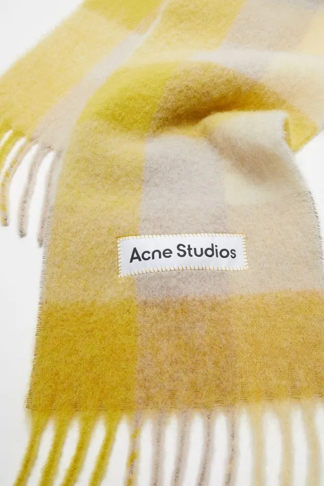 Acne Studios Mohair Checked Scarf Beigeyellow Men Scarves Acne Studios Mohair Checked Scarf Beigeyellow Men Scarves