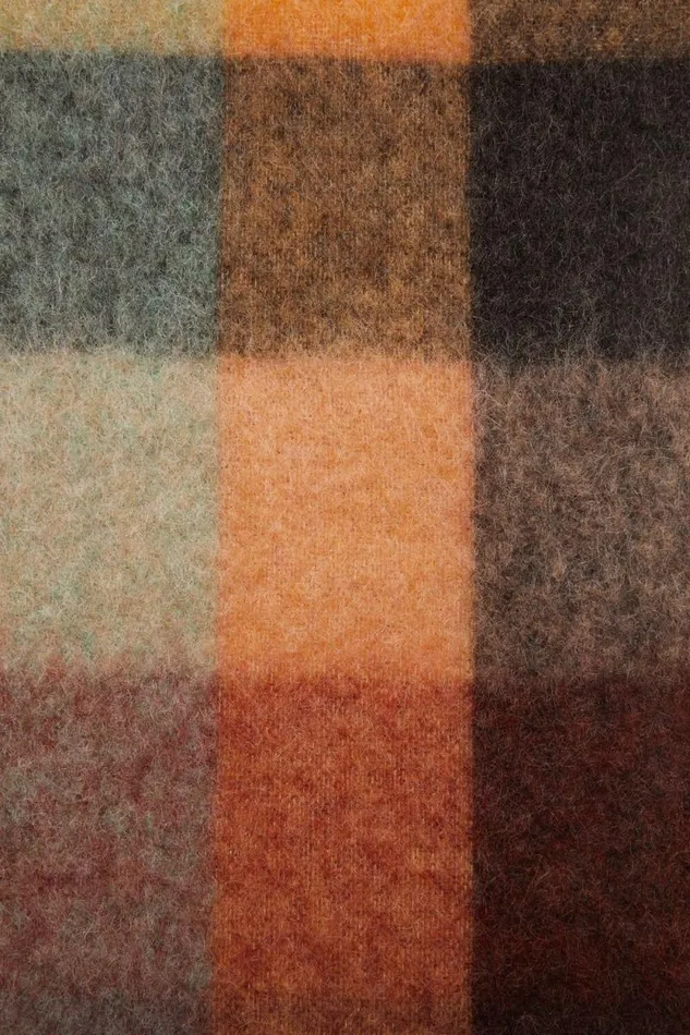 Acne Studios Mohair Checked Scarf Chestnut Brownyellowgreen Men Scarves