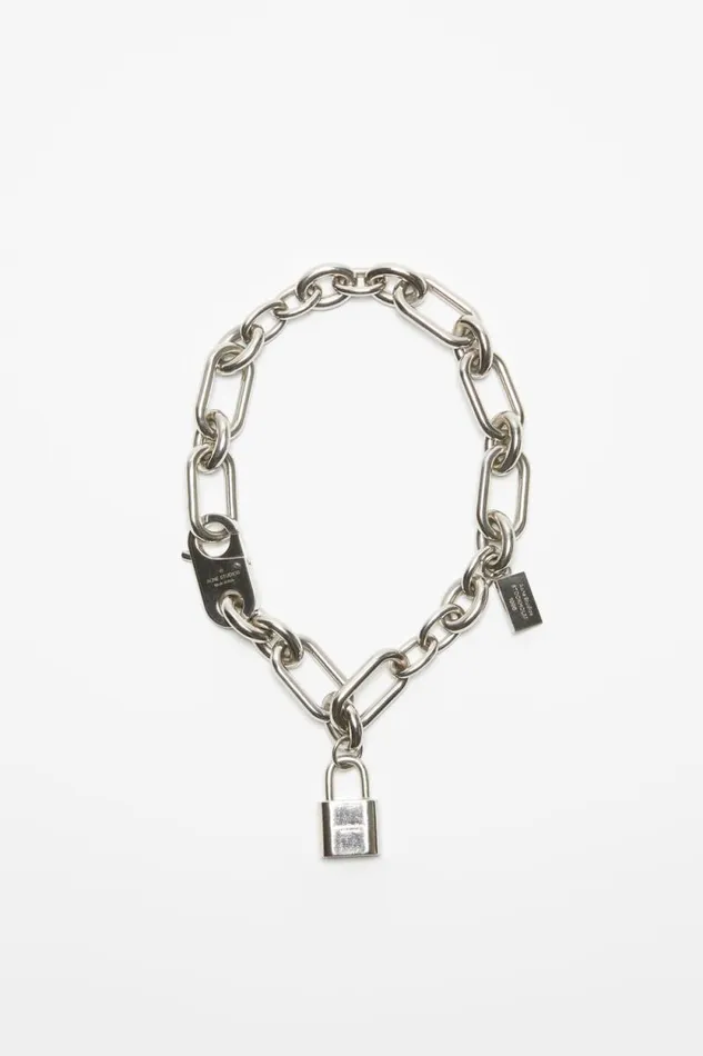 Acne Studios Padlock Chain Necklace Silver Women Jewellery