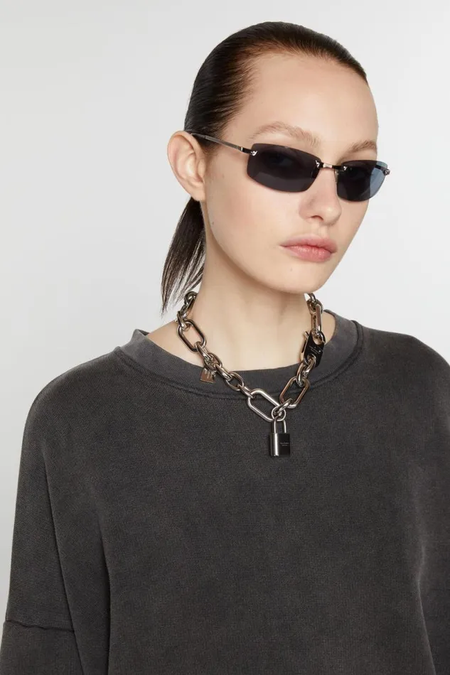 Acne Studios Padlock Chain Necklace Silver Women Jewellery Acne Studios Padlock Chain Necklace Silver Women Jewellery