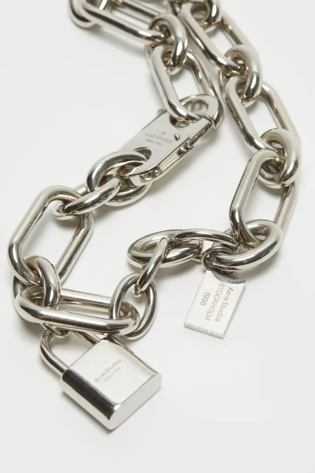 Acne Studios Padlock Chain Necklace Silver Women Jewellery Acne Studios Padlock Chain Necklace Silver Women Jewellery