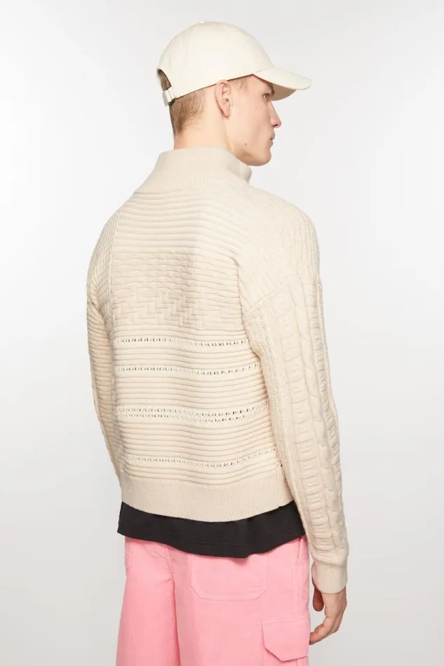 Acne Studios Patchwork Knit Cardigan Oatmeal Melange Women Knitwear