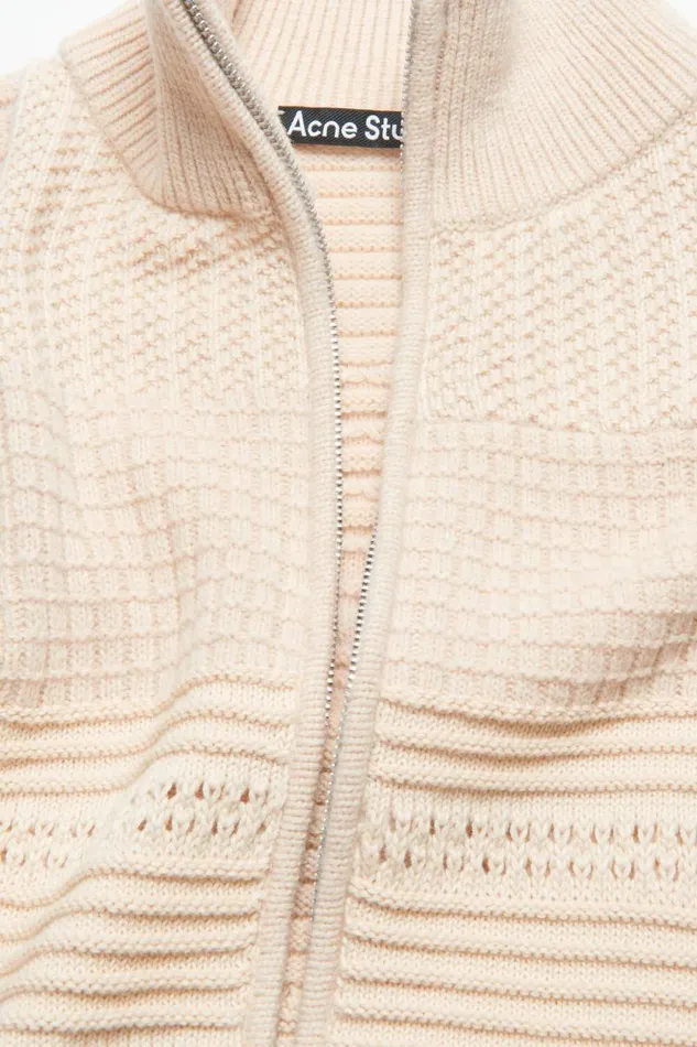 Acne Studios Patchwork Knit Cardigan Oatmeal Melange Women Knitwear