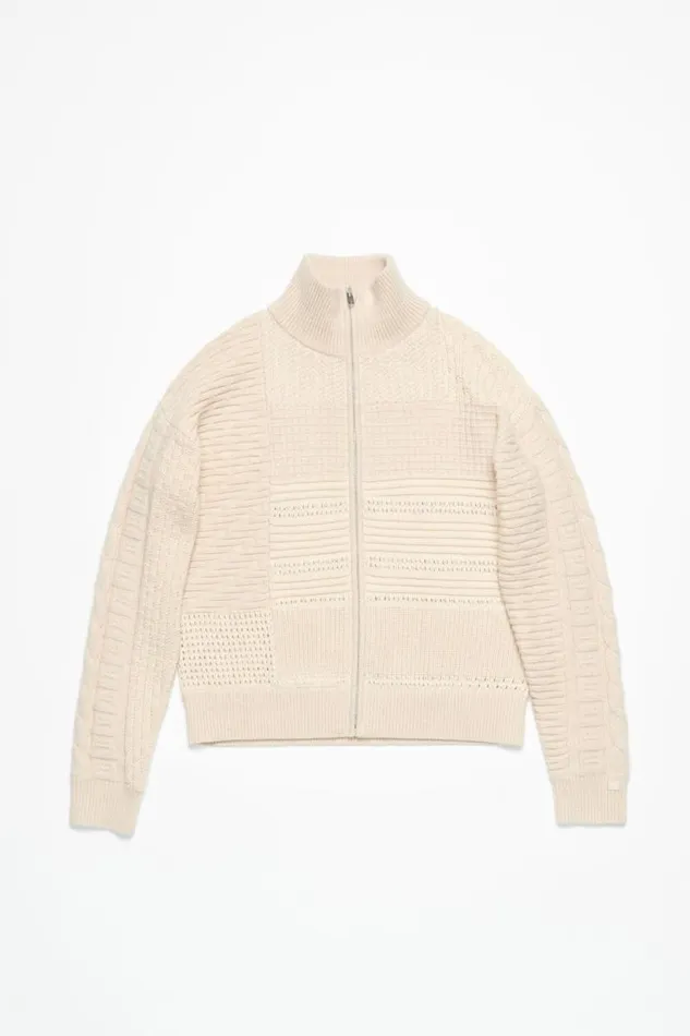 Acne Studios Patchwork Knit Cardigan Oatmeal Melange Women Knitwear