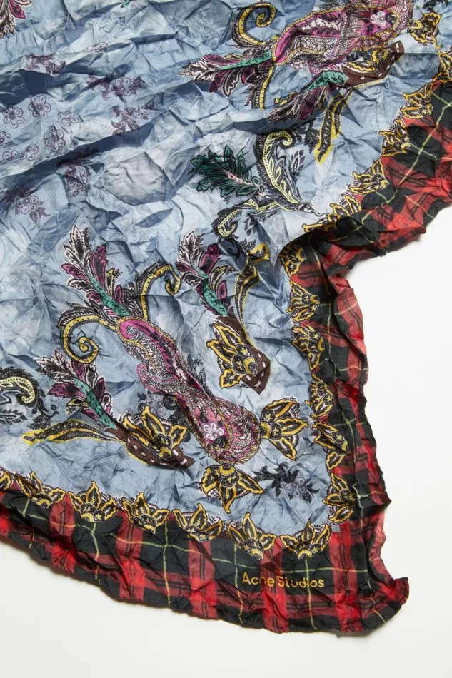 Acne Studios Print Silk Scarf Bluered Women Scarves