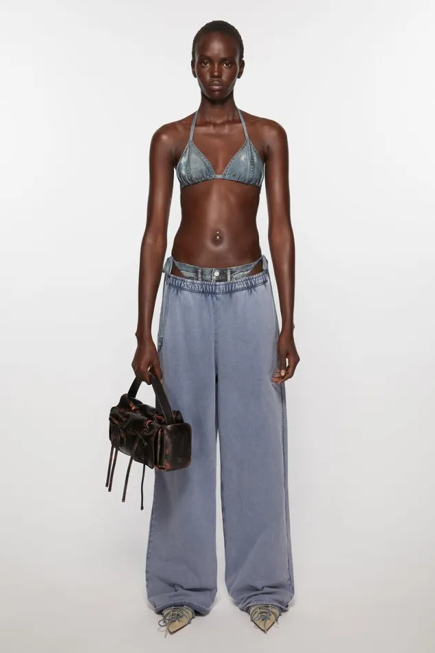 Acne Studios Printed Bikini Set Denim Blue Women Shorts