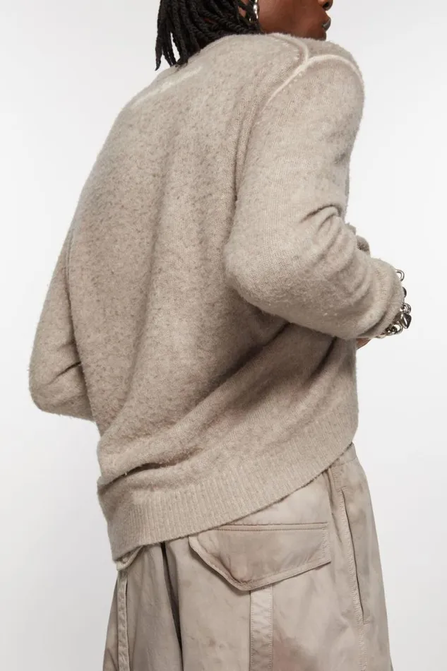 Acne Studios Printed Crewneck Jumper Beige Men Knitwear Acne Studios Printed Crewneck Jumper Beige Men Knitwear