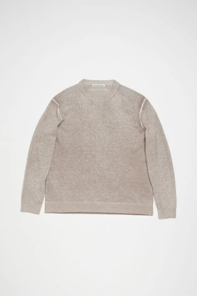 Acne Studios Printed Crewneck Jumper Beige Men Knitwear Acne Studios Printed Crewneck Jumper Beige Men Knitwear