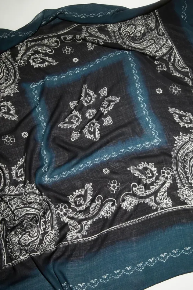 Acne Studios Printed Scarf Denim Blueblack Men Scarves