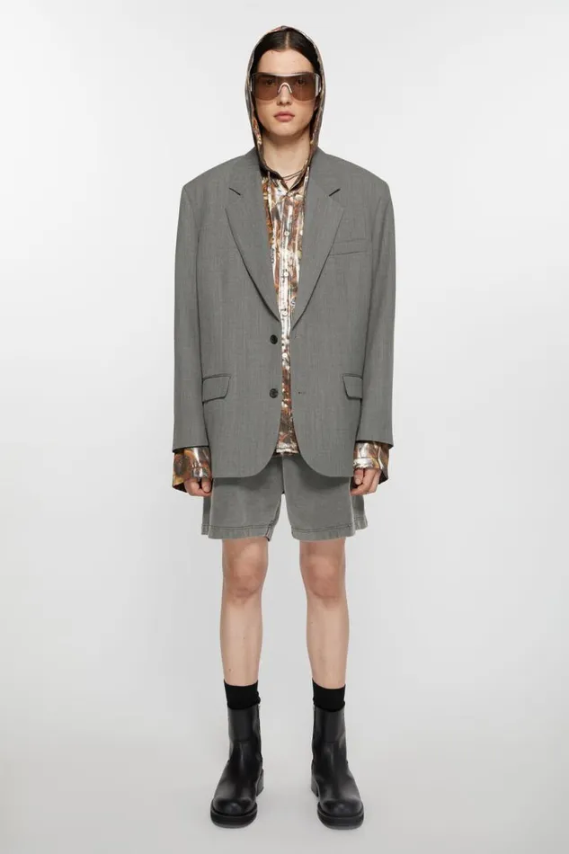 Acne Studios Relaxed Fit Suit Jacket Grey Melange Men Outerwear