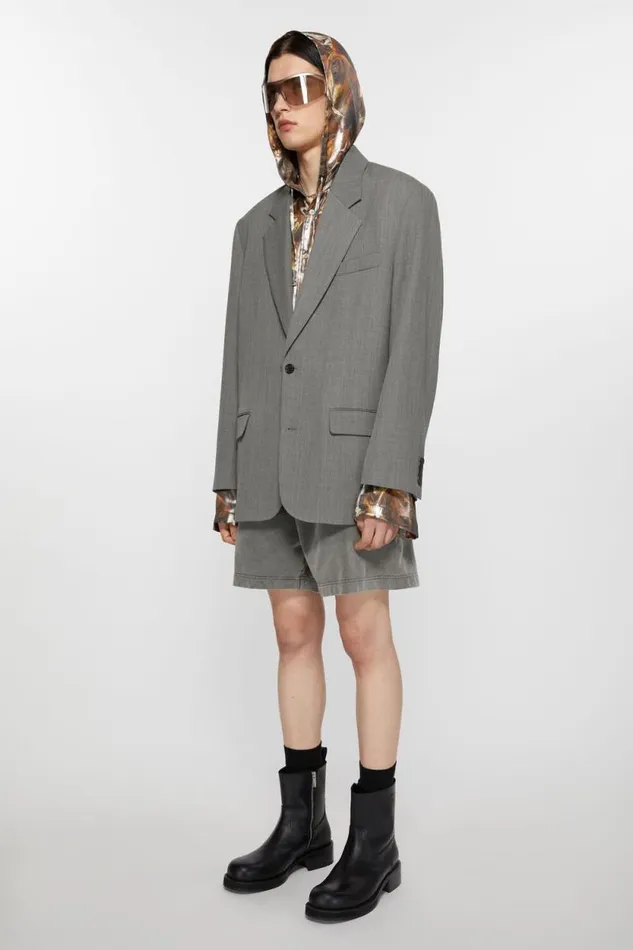 Acne Studios Relaxed Fit Suit Jacket Grey Melange Men Outerwear