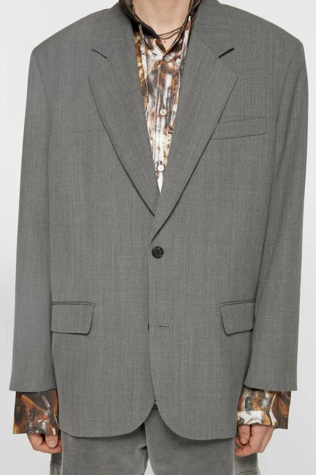 Acne Studios Relaxed Fit Suit Jacket Grey Melange Men Outerwear