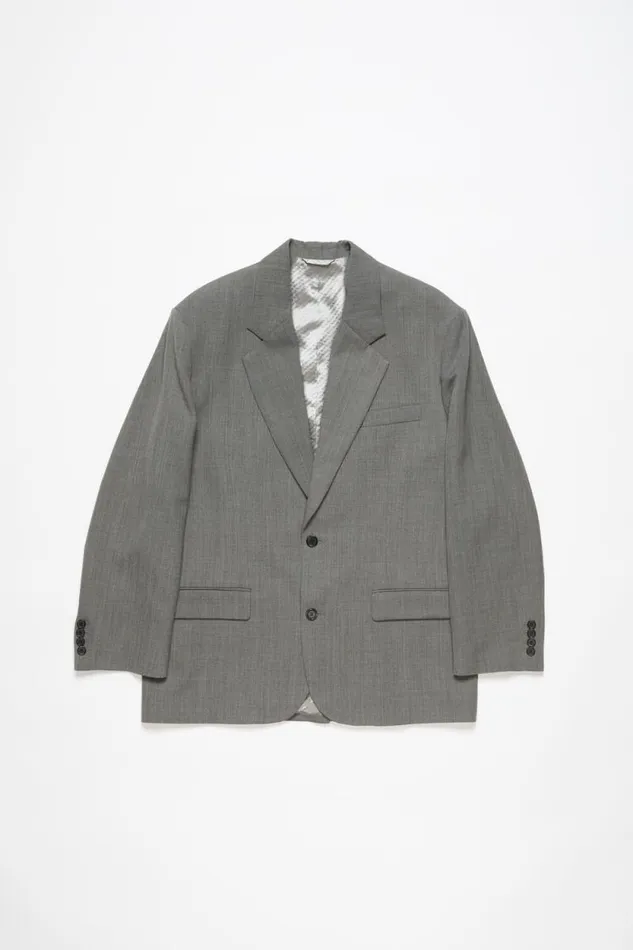Acne Studios Relaxed Fit Suit Jacket Grey Melange Men Outerwear