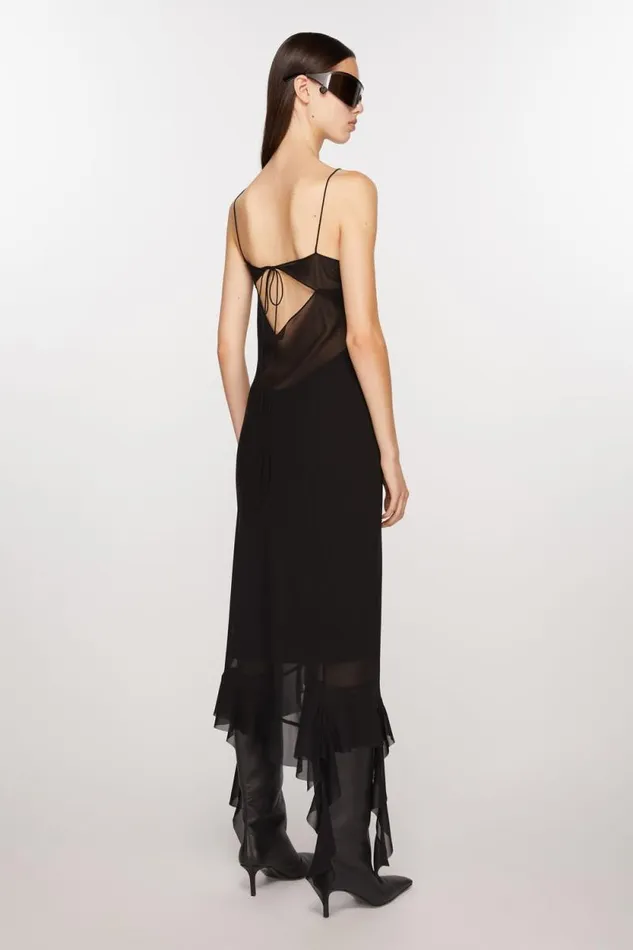 Acne Studios Ruffle Strap Dress Black Women Dresses Acne Studios Ruffle Strap Dress Black Women Dresses