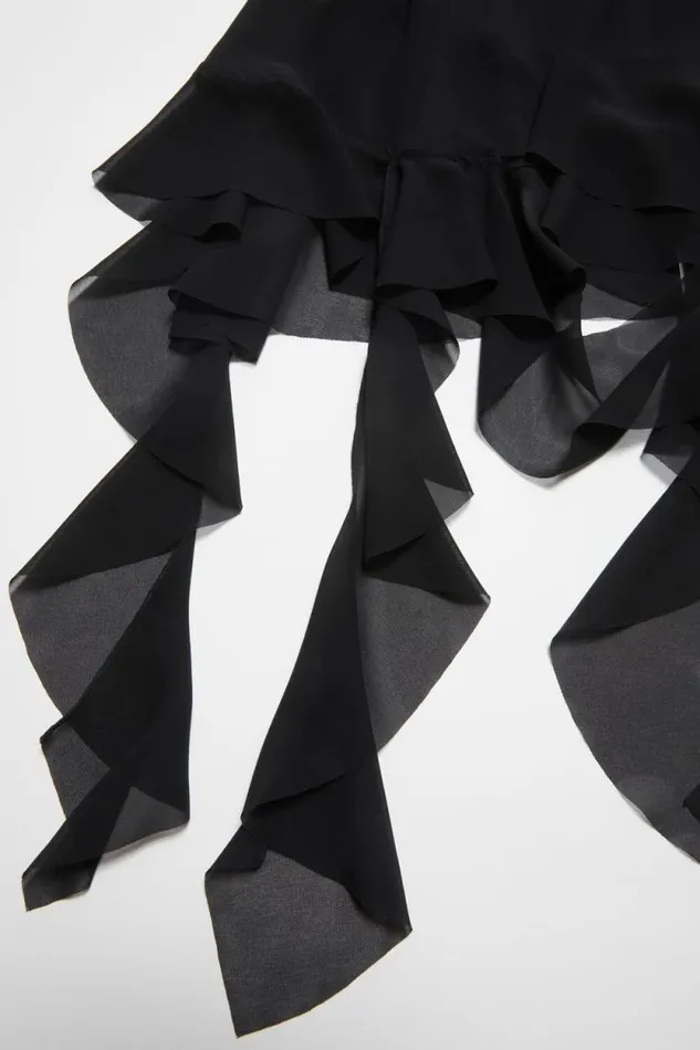 Acne Studios Ruffle Strap Dress Black Women Dresses Acne Studios Ruffle Strap Dress Black Women Dresses