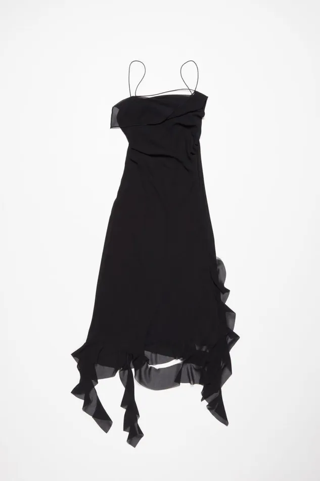 Acne Studios Ruffle Strap Dress Black Women Dresses Acne Studios Ruffle Strap Dress Black Women Dresses