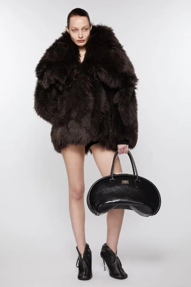 Acne Studios Shearling Fur Coat Dark Brown Women Outerwear