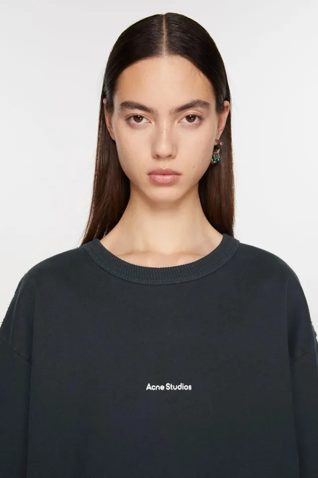 Acne Studios Stamp Logo Sweatshirt Black Women Sweatshirts