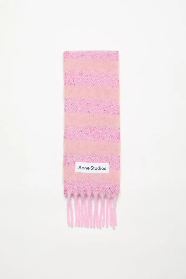 Acne Studios Stripe Alpaca Scarf 8211 Narrow Bright Pinkold Pink Women Scarves