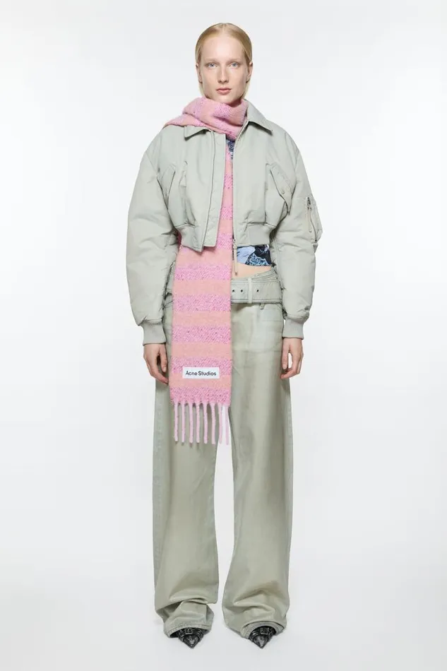 Acne Studios Stripe Alpaca Scarf 8211 Narrow Bright Pinkold Pink Women Scarves Acne Studios Stripe Alpaca Scarf 8211 Narrow Bright Pinkold Pink Women Scarves