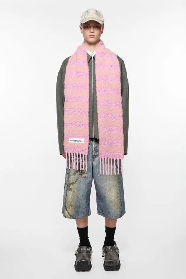Acne Studios Stripe Alpaca Scarf 8211 Narrow Bright Pinkold Pink Women Scarves Acne Studios Stripe Alpaca Scarf 8211 Narrow Bright Pinkold Pink Women Scarves