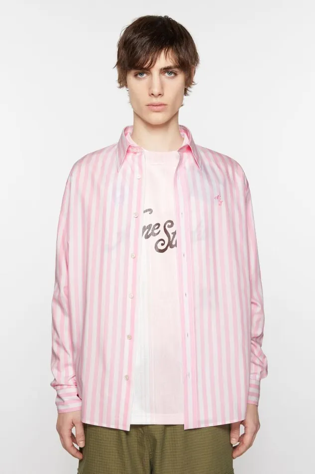 Acne Studios Stripe Buttonup Shirt Pinkwhite Men Shirts