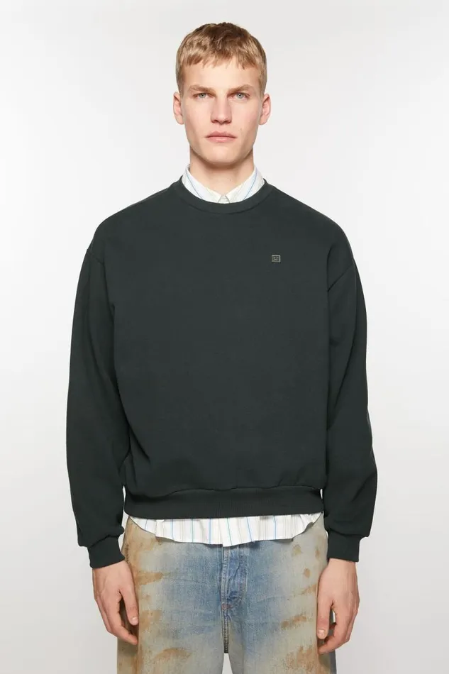 Acne Studios Sweater Face Logo 8211 Regular Fit Dark Grey Women Sweatshirts
