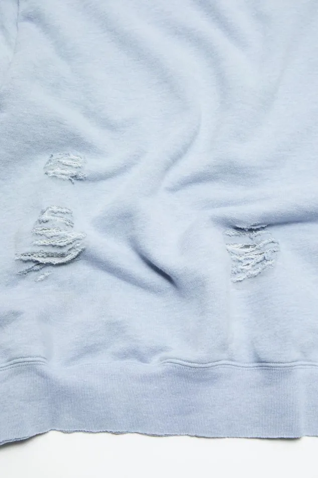 Acne Studios Sweater Logo Print Distressed Blue Melange Men Sweatshirts Acne Studios Sweater Logo Print Distressed Blue Melange Men Sweatshirts