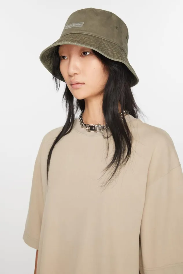 Acne Studios Twill Bucket Hat Khaki Green Women Hats Acne Studios Twill Bucket Hat Khaki Green Women Hats