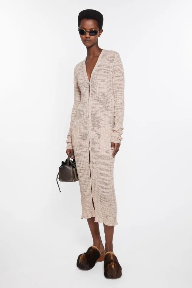 Acne Studios Wide Rib Cardigan Dusty Pink Women Knitwear Acne Studios Wide Rib Cardigan Dusty Pink Women Knitwear
