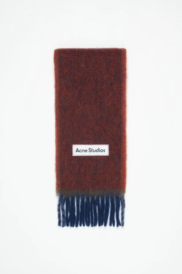 Acne Studios Wool Mohair Scarf 8211 Narrow Aubergine Blue Women Scarves