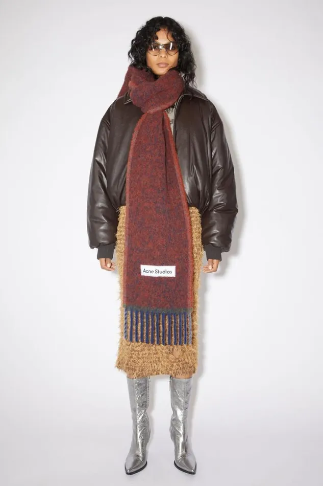 Acne Studios Wool Mohair Scarf 8211 Narrow Aubergine Blue Women Scarves Acne Studios Wool Mohair Scarf 8211 Narrow Aubergine Blue Women Scarves